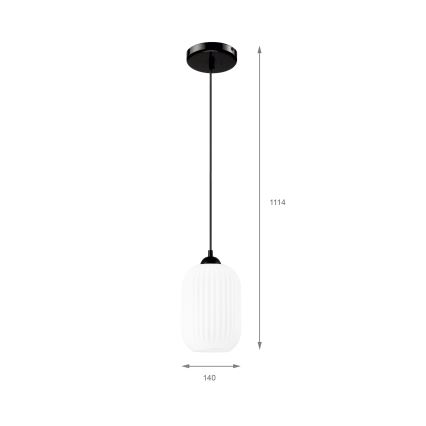 Csillár zsinóron HARMA 1xE27/15W/230V átm. 14 cm fehér/fekete