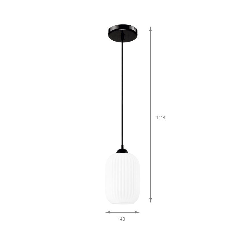 Csillár zsinóron HARMA 1xE27/15W/230V átm. 14 cm fehér/fekete