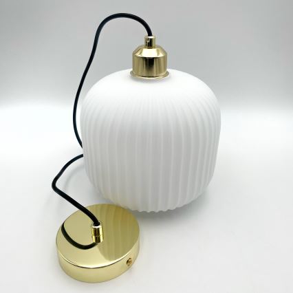 Csillár zsinóron HARMA 1xE27/15W/230V átm. 20 cm fehér/arany