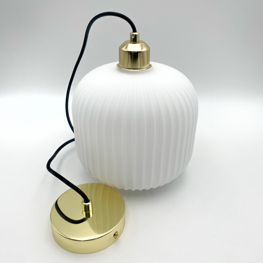 Csillár zsinóron HARMA 1xE27/15W/230V átm. 20 cm fehér/arany