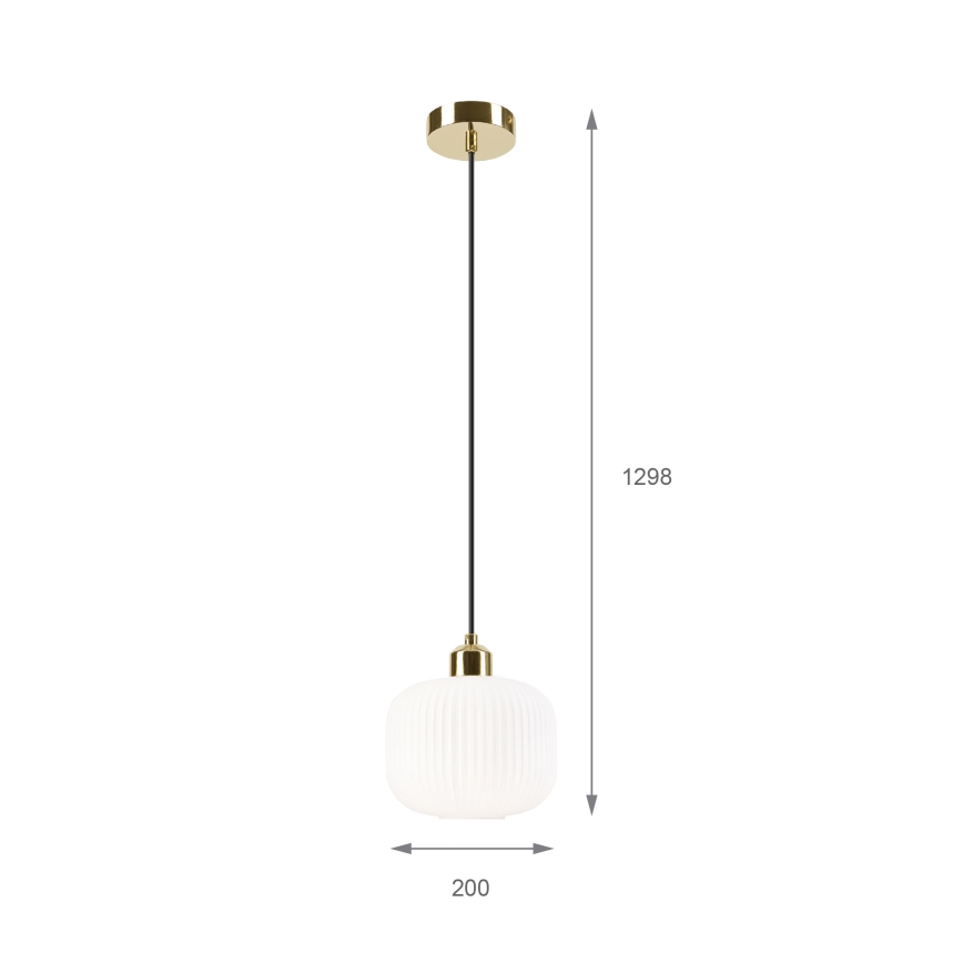 Csillár zsinóron HARMA 1xE27/15W/230V átm. 20 cm fehér/arany