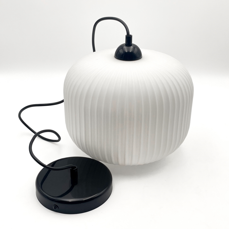 Csillár zsinóron HARMA 1xE27/15W/230V átm. 20 cm fehér/fekete