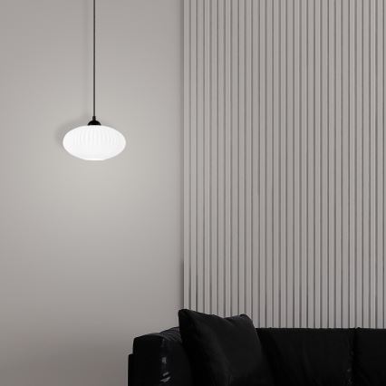 Csillár zsinóron HARMA 1xE27/15W/230V átm. 25 cm fehér/fekete