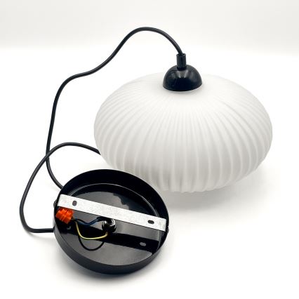 Csillár zsinóron HARMA 1xE27/15W/230V átm. 25 cm fehér/fekete