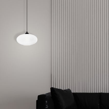 Csillár zsinóron HARMA 1xE27/15W/230V átm. 30 cm fehér/fekete
