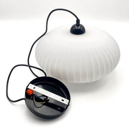 Csillár zsinóron HARMA 1xE27/15W/230V átm. 30 cm fehér/fekete