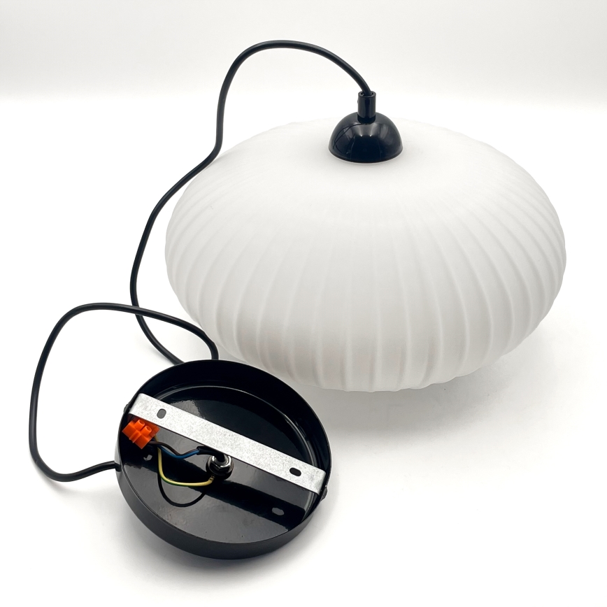 Csillár zsinóron HARMA 1xE27/15W/230V átm. 30 cm fehér/fekete
