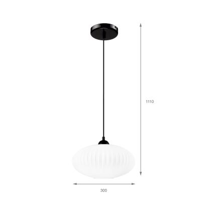 Csillár zsinóron HARMA 1xE27/15W/230V átm. 30 cm fehér/fekete
