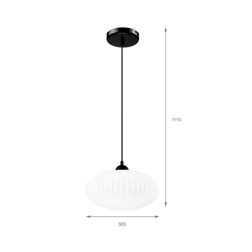 Csillár zsinóron HARMA 1xE27/15W/230V átm. 30 cm fehér/fekete