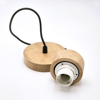 Csillár zsinóron HARMONY 1xE27/15W/230V átm. 14 cm fehér/tölgy