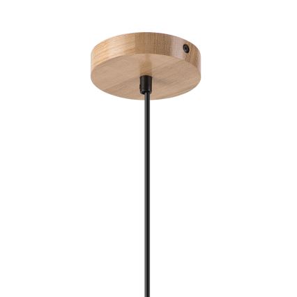 Csillár zsinóron HARMONY 1xE27/15W/230V átm. 14 cm fehér/tölgy