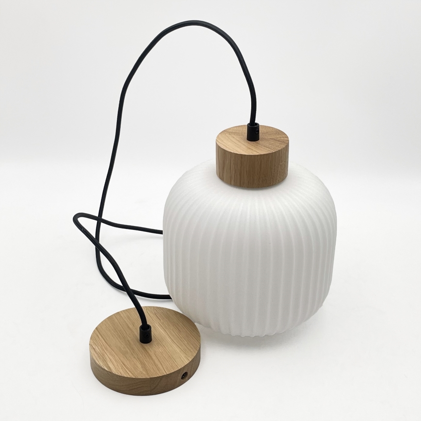 Csillár zsinóron HARMONY 1xE27/15W/230V átm. 20 cm fehér/tölgy