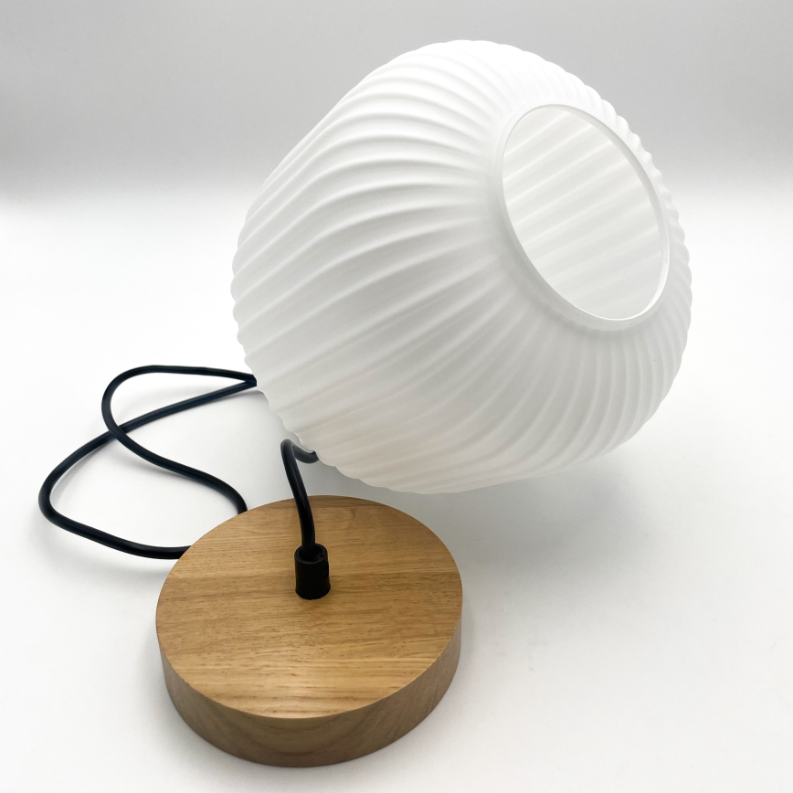 Csillár zsinóron HARMONY 1xE27/15W/230V átm. 20 cm fehér/tölgy