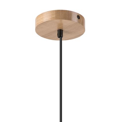 Csillár zsinóron HARMONY 1xE27/15W/230V átm. 20 cm fehér/tölgy