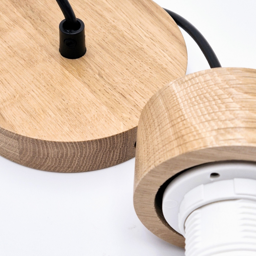 Csillár zsinóron HARMONY 1xE27/15W/230V átm. 25 cm fehér/tölgy