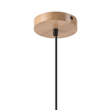 Csillár zsinóron HARMONY 1xE27/15W/230V átm. 25 cm fehér/tölgy