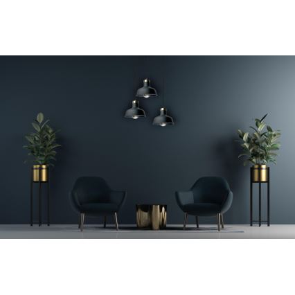 Csillár zsinóron HEBE 3xE27/60W/230V fekete