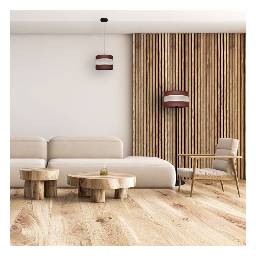 Csillár zsinóron HELEN 1xE27/15W/230V á. 20 cm barna/fekete/arany