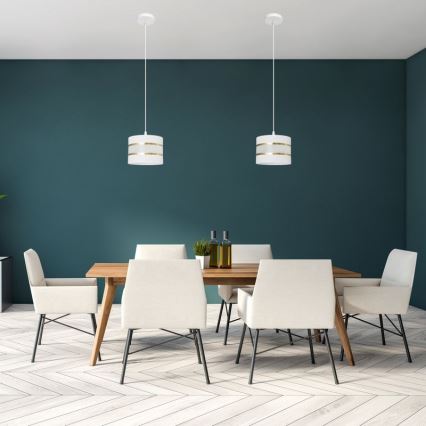 Csillár zsinóron HELEN 1xE27/15W/230V á. 20 cm fehér/arany