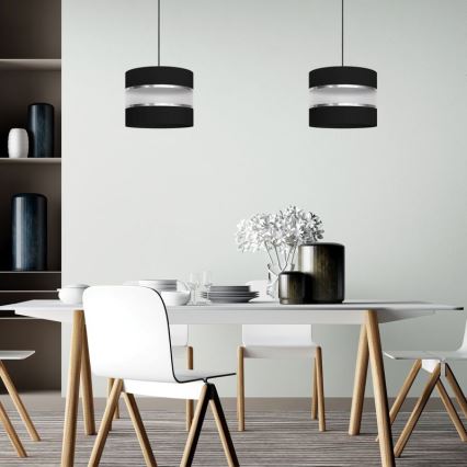 Csillár zsinóron HELEN 1xE27/15W/230V á. 20 cm fekete/ezüst