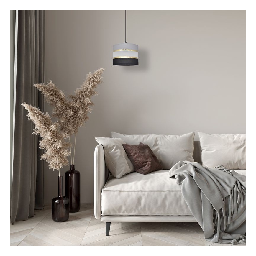 Csillár zsinóron HELEN 1xE27/15W/230V á. 20 cm fekete/szürke/arany