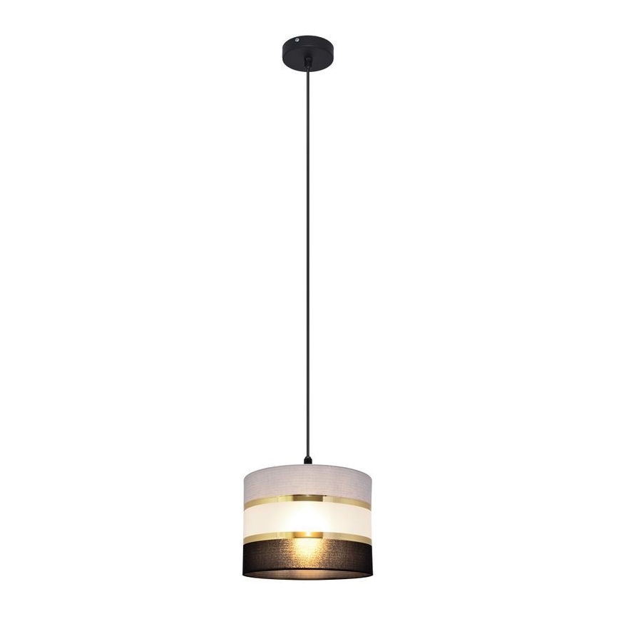 Csillár zsinóron HELEN 1xE27/15W/230V á. 20 cm fekete/szürke/arany