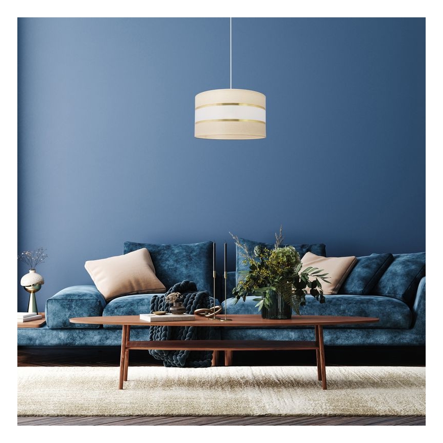 Csillár zsinóron HELEN 1xE27/15W/230V á. 35 cm krém/arany