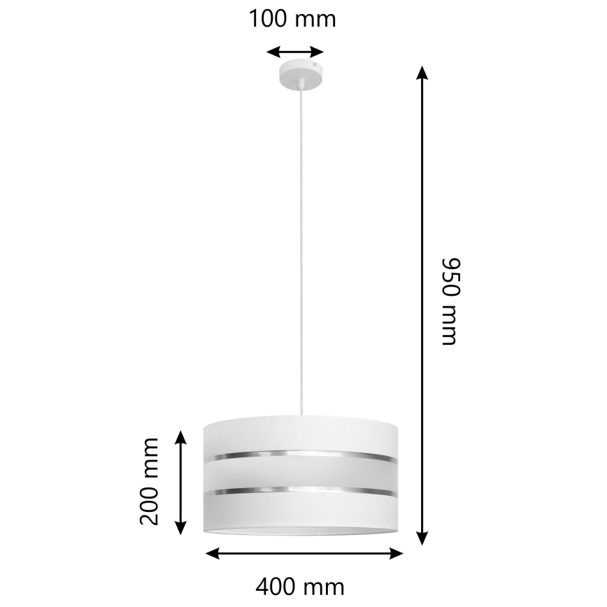 Csillár zsinóron HELEN 1xE27/15W/230V á. 40 cm fehér