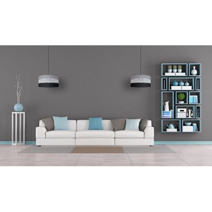 Csillár zsinóron HELEN 1xE27/15W/230V á. 40 cm fekete/szürke/ezüst