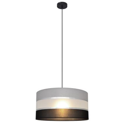 Csillár zsinóron HELEN 1xE27/15W/230V á. 40 cm fekete/szürke/ezüst