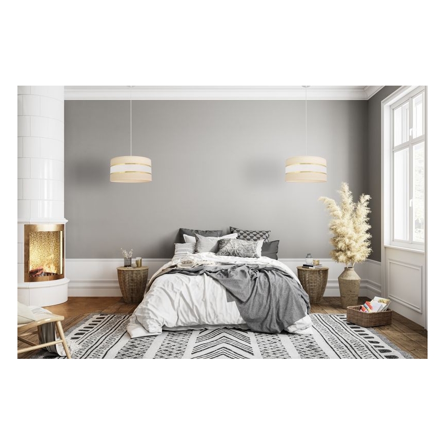 Csillár zsinóron HELEN 1xE27/15W/230V á. 40 cm krém/arany