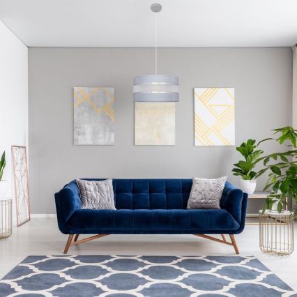 Csillár zsinóron HELEN 1xE27/15W/230V á. 40 cm szürke/ezüst