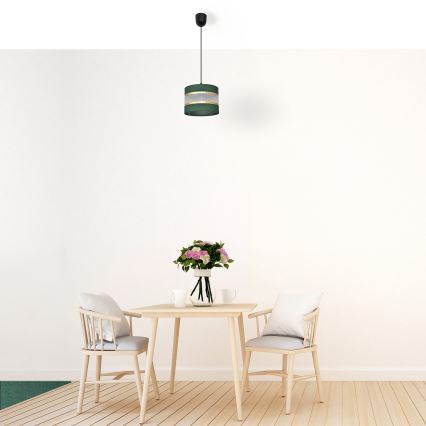 Csillár zsinóron HELEN 1xE27/15W/230V átm. 20 cm zöld/arany