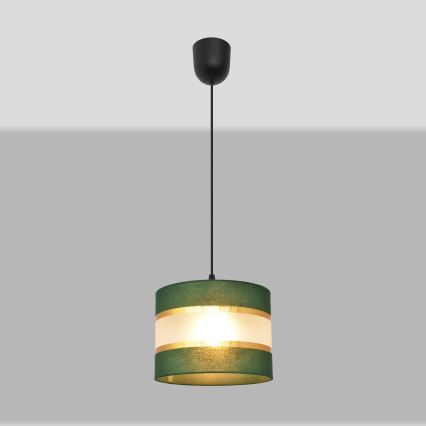 Csillár zsinóron HELEN 1xE27/15W/230V átm. 20 cm zöld/arany