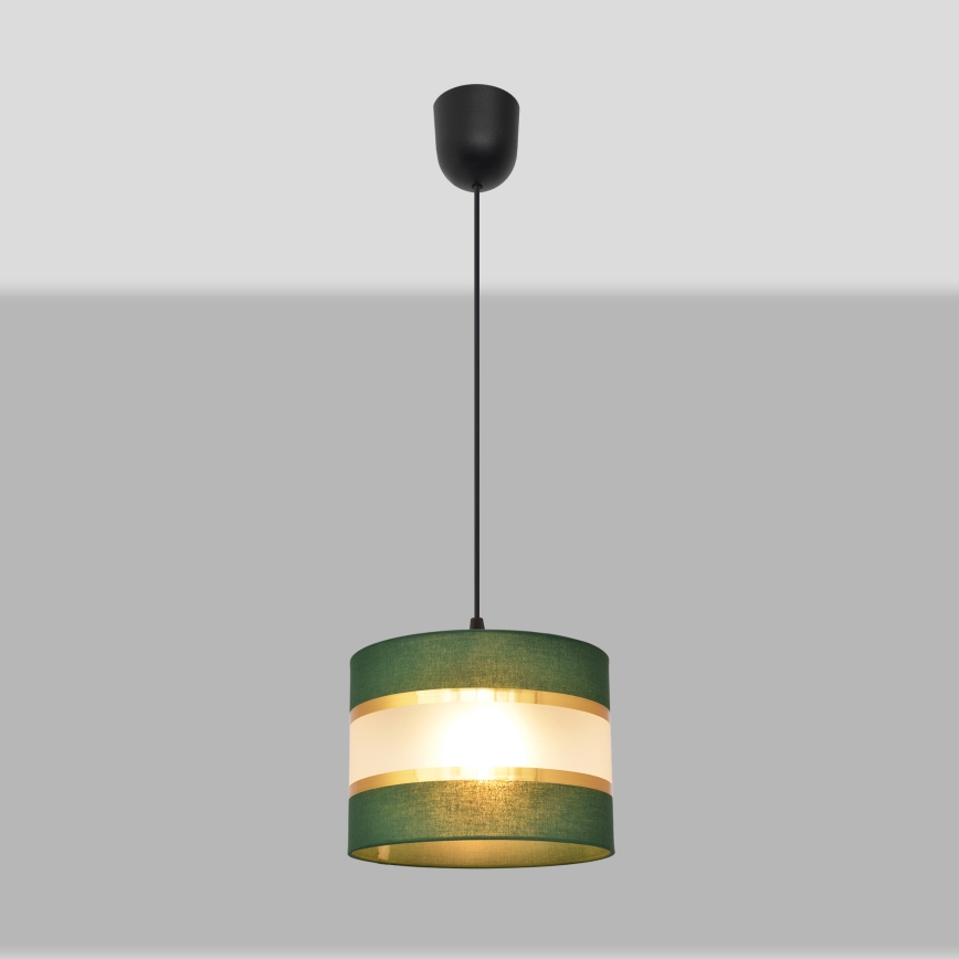 Csillár zsinóron HELEN 1xE27/15W/230V átm. 20 cm zöld/arany