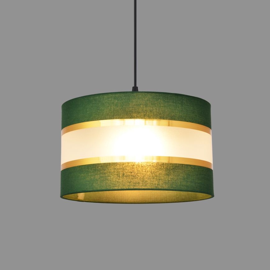Csillár zsinóron HELEN 1xE27/15W/230V átm. 25 cm zöld/arany