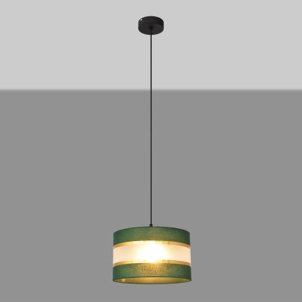 Csillár zsinóron HELEN 1xE27/15W/230V átm. 25 cm zöld/arany