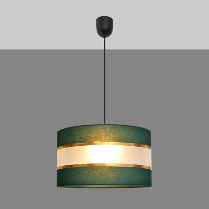 Csillár zsinóron HELEN 1xE27/15W/230V átm. 35 cm zöld/arany