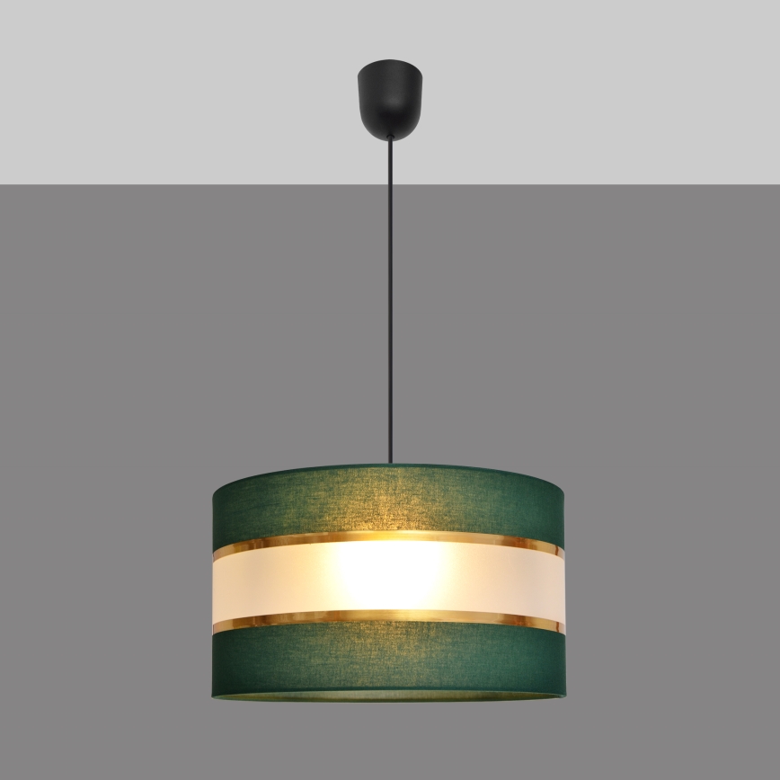 Csillár zsinóron HELEN 1xE27/15W/230V átm. 35 cm zöld/arany