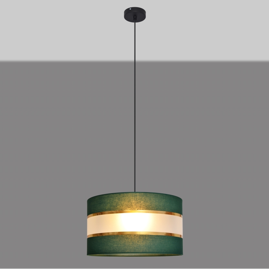 Csillár zsinóron HELEN 1xE27/15W/230V átm. 35 cm zöld/arany