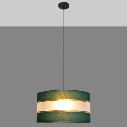 Csillár zsinóron HELEN 1xE27/15W/230V átm. 40 cm zöld/arany
