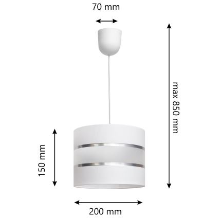 Csillár zsinóron HELEN 1xE27/15W/230V fehér