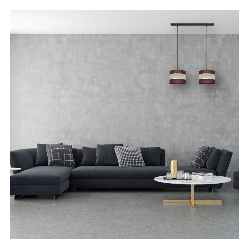 Csillár zsinóron HELEN 2xE27/15W/230V barna/fekete/arany