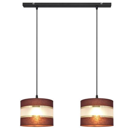 Csillár zsinóron HELEN 2xE27/15W/230V barna/fekete/arany