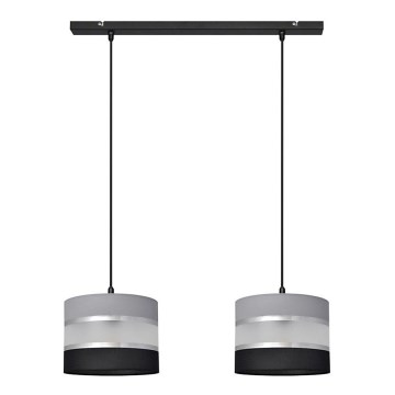 Csillár zsinóron HELEN 2xE27/15W/230V fekete/szürke/ezüst