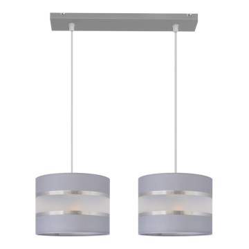 Csillár zsinóron HELEN 2xE27/15W/230V szürke/ezüst