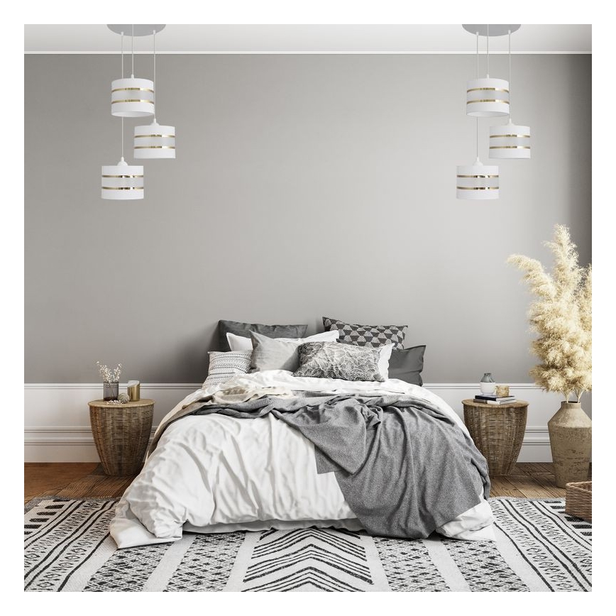 Csillár zsinóron HELEN 3xE27/15W/230V fehér/arany