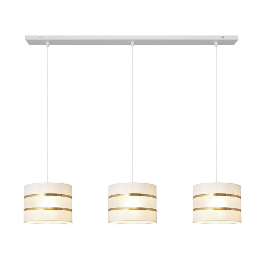 Csillár zsinóron HELEN 3xE27/15W/230V fehér/arany