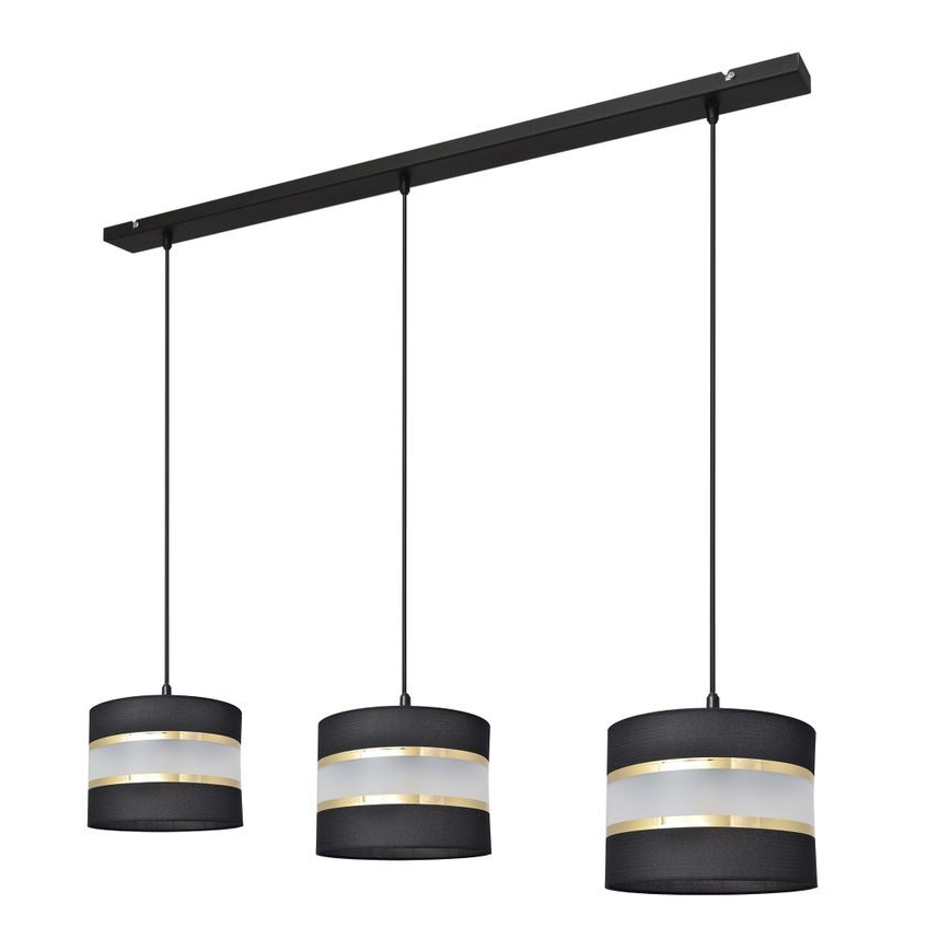 Csillár zsinóron HELEN 3xE27/15W/230V fekete/arany