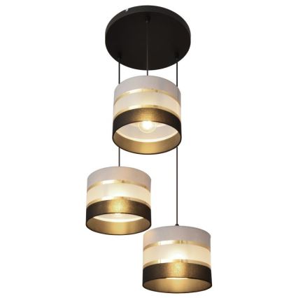 Csillár zsinóron HELEN 3xE27/15W/230V fekete/szürke/arany